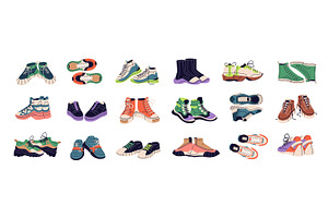 Modern sneakers set + ad templates, an Object Illustration by PaperTrident