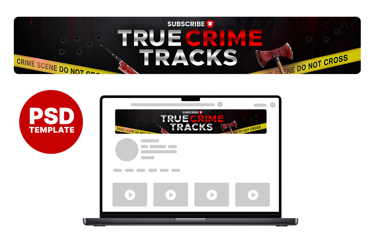 True Crime YouTube Banner, a Social Media Template by Vaughn Studios (Photo 1 of 5)