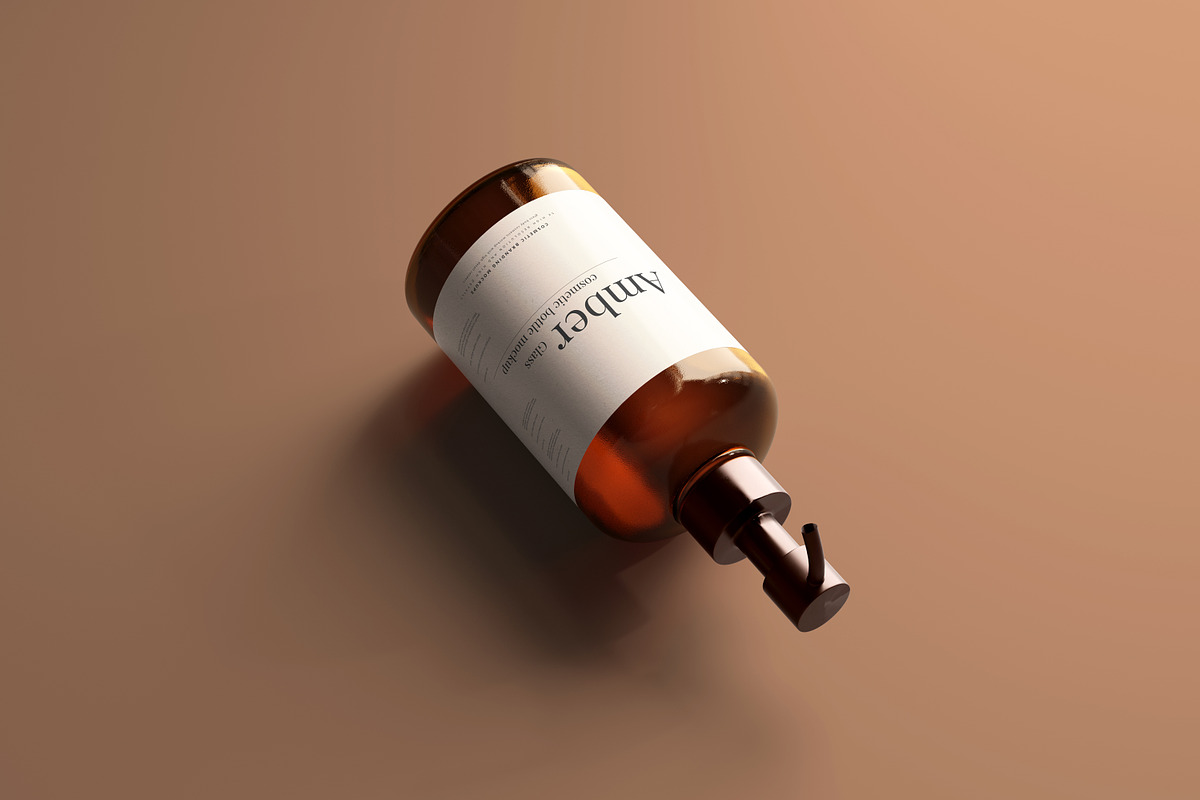 Amber Glass Pump Bottle Mockups, a Cups & Container Mockup by pmvch (Photo 10 of 10)
