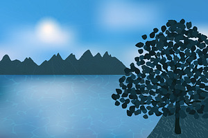 Evening with tree sihouette