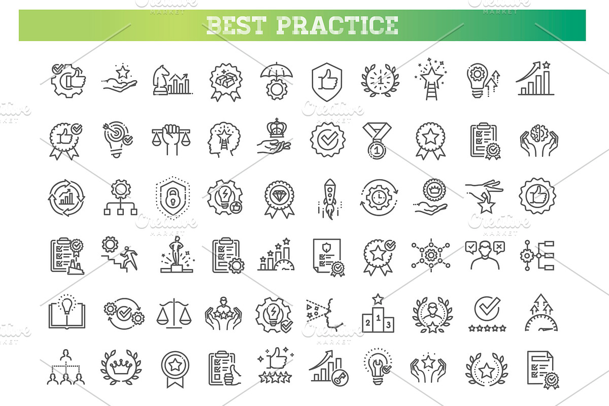 Best Practices line icon set, an Object Illustration by Tettygreen (Photo 1 of 3)