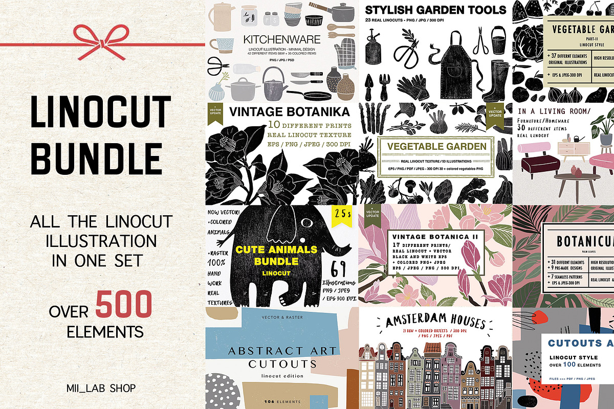 Linocut Bundle, an Object Graphic by Mii Lab (Photo 1 of 24)