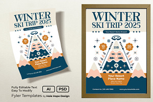 Winter Ski Trip Flyer Template, a Flyer Template by Hole Hope Design