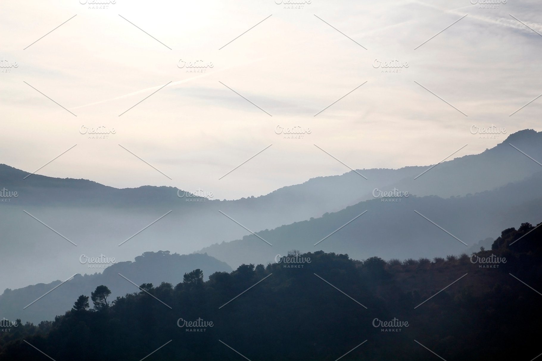 Foggy landscape featuring mountain, fog, and cloud, a Nature Photo by aagafapaperiapunta