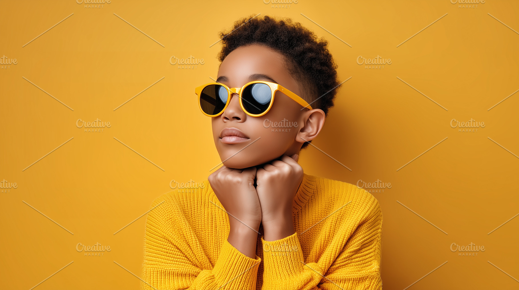 Stylish black boy in yellow glasses, a Person Photo by MistyDay