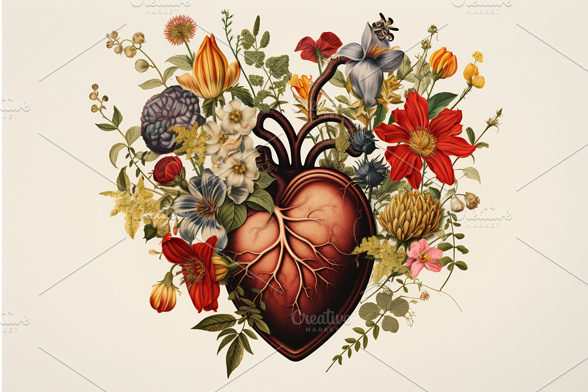 Vintage Botanical Heart Illustration, a Decorative Illustration by Beautiful things