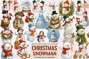 Christmas Snowman Clipart Bundle., an Illustration by SVGArt