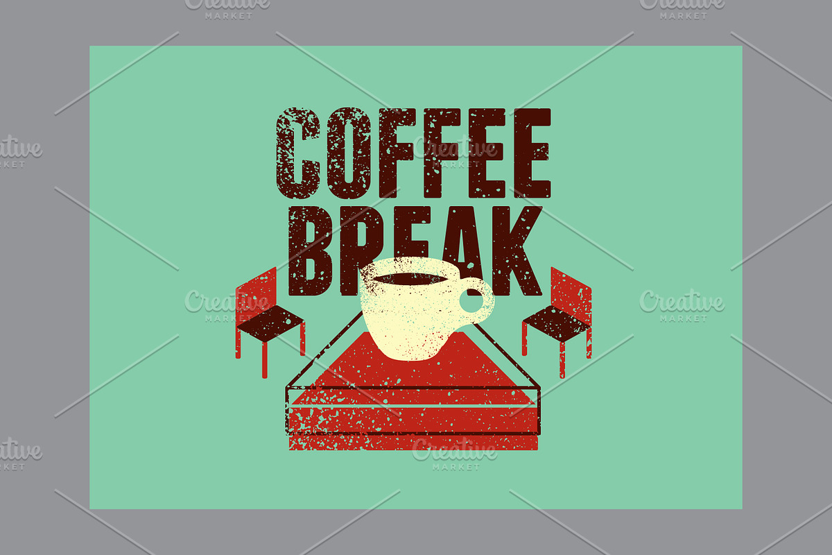 Coffee Break retro vector poster set, a Food Illustration by PoPaShop (Photo 3 of 9)