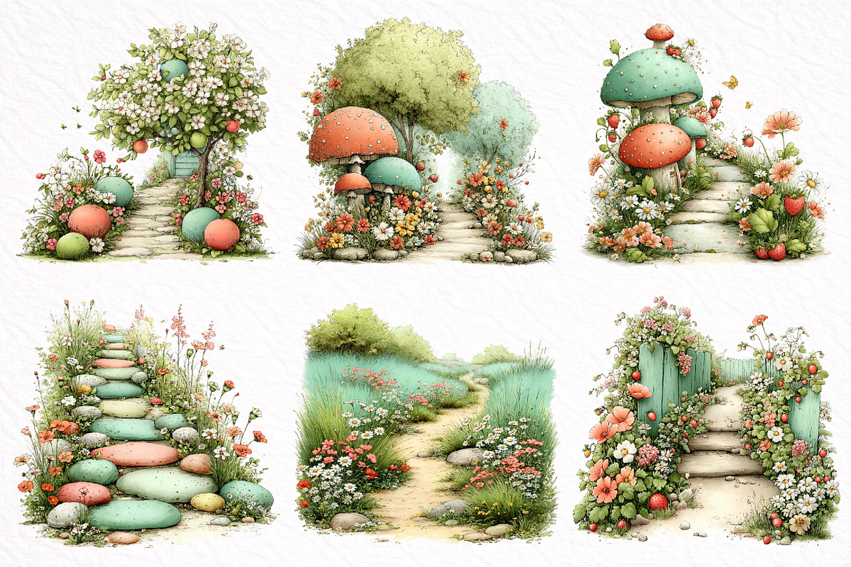 Whimsical Summer Pathway Clipart, an Illustration by DreamArtGraphic (Photo 7 of 8)