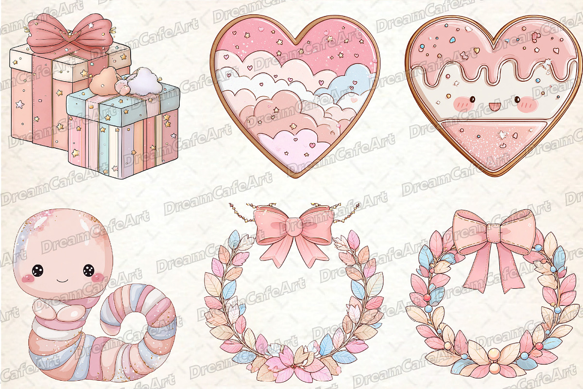 Pastel Kawaii Christmas Clipart, an Illustration by DreamCafeArt (Photo 6 of 8)