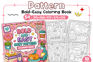 Bold Easy Pattern Coloring Book, a Decorative Illustration by Design Station