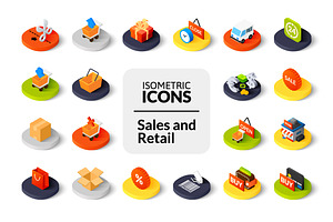 Isometric icons - Sales and Retail