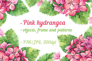 Watercolor Pink Hydrangea