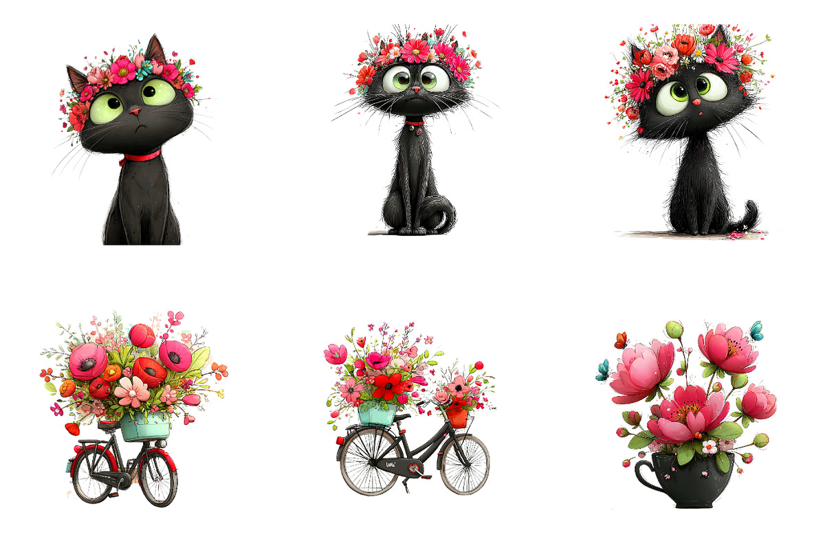 Black Pink Spring Clipart, an Illustration by CreationArt (Photo 6 of 7)
