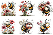 Whimsical Quirky Spring Bee Clipart, an Illustration by CraftArtStudio (Thumbnail 2 of 6)