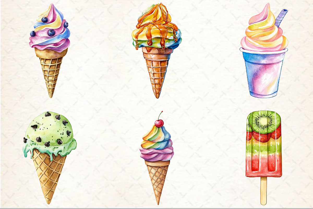 Colorful Summer Ice Cream Clipart, an Illustration by Rose Art (Photo 4 of 4)