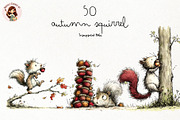 Whimsical Autumn Squirrel Clipart, a Seasonal Illustration by Nicolle's Colorful Art (Thumbnail 1 of 4)