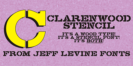 Clarenwood Stencil JNL, a Slab Serif Font by Jeff Levine Fonts