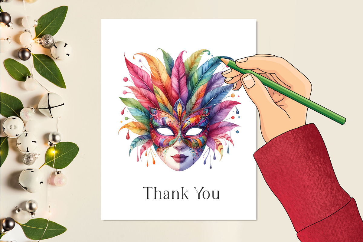 Colorful Carnival Mask Clipart PNG, a Work Illustration by Dream Creation (Photo 2 of 3)