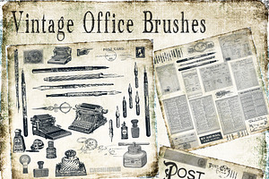 Vintage Office & Postcard Brush Set