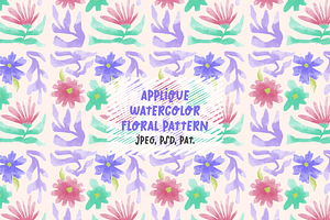 Applique Watercolor Floral Pattern