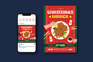 Christmas Dinner Flyer, a Flyer Template by iDoodle Studio