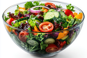 Fresh Vegetable Salad in Glass Bowl, a Food & Drink Photo by Pixeness Studio