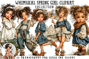 Whimsical Spring Girl Clipart, an Illustration by OK Design