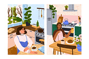 People in cozy home kitchen cards, a Person Illustration by Good Studio (Thumbnail 2 of 5)