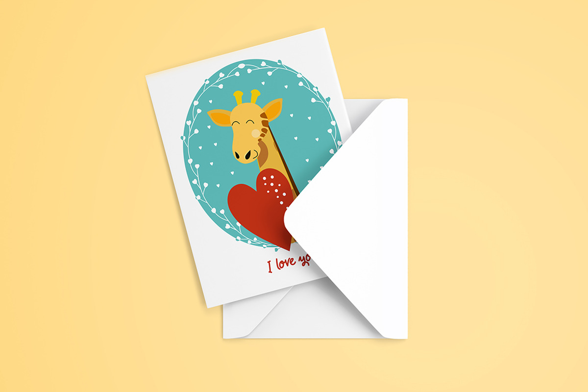 8 Valentine's Day cards with animals, a Card Template by land art (Photo 2 of 9)