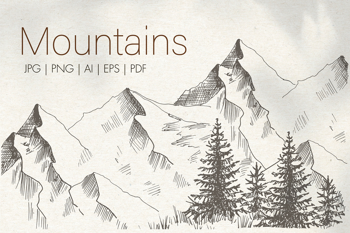 Mountains. Sketch landscape., an Illustration by Canatic (Photo 1 of 6)