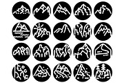 Mountain peaks line art icons set, an Object Graphic by pikepicture (Thumbnail 2 of 3)