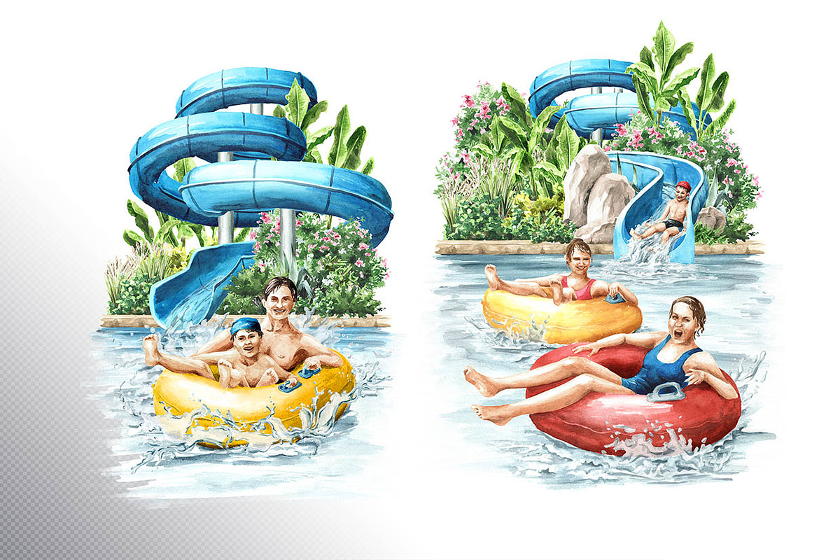 Water Park. Watercolor collection, a Person Illustration by Daria Ustiugova (Photo 5 of 14)