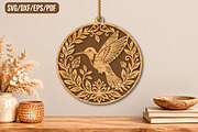 Hummingbird Floral Round Laser Cut, a Seasonal Illustration by CraftArtStudio (Thumbnail 1 of 3)