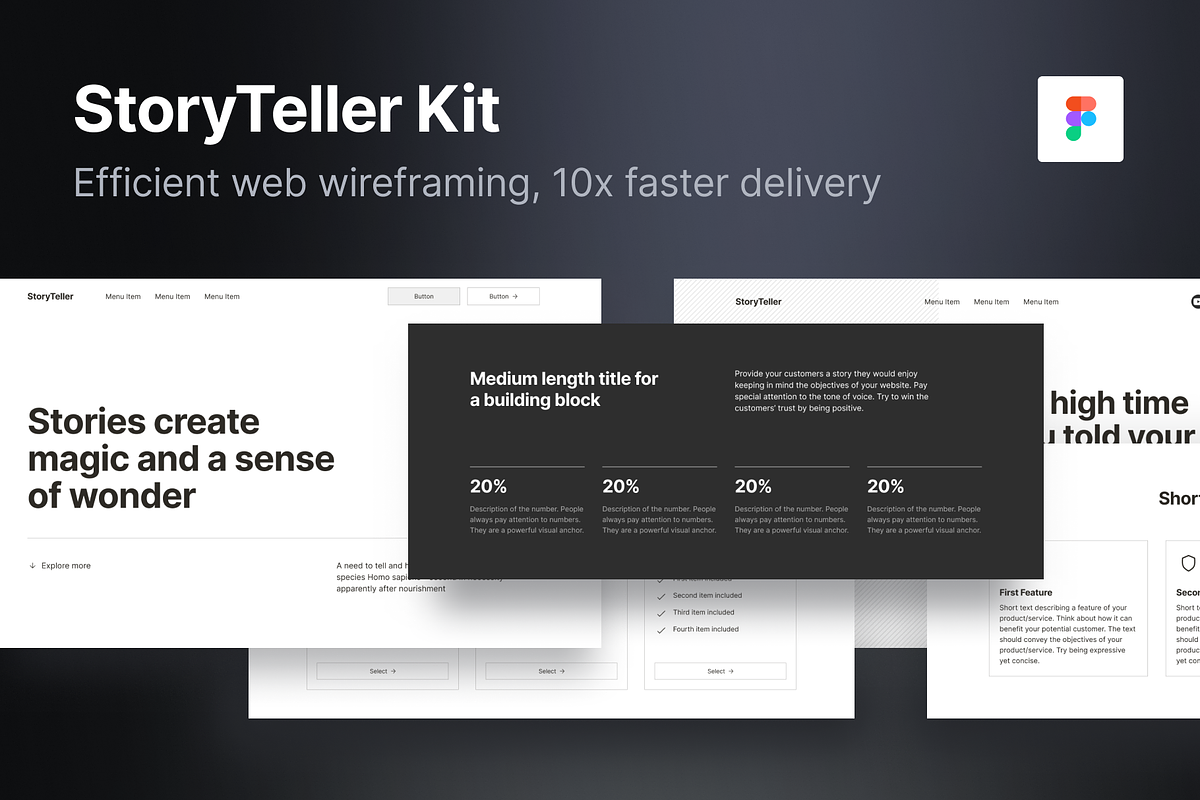 StoryTeller Wireframe Kit, a Wireframe Template by Hanna Sh (Photo 1 of 6)