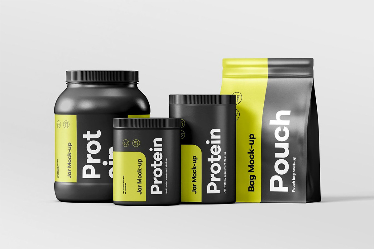 Protein Set Mock-up, a Packaging Mockup by Se٧enStudio (Photo 2 of 8)