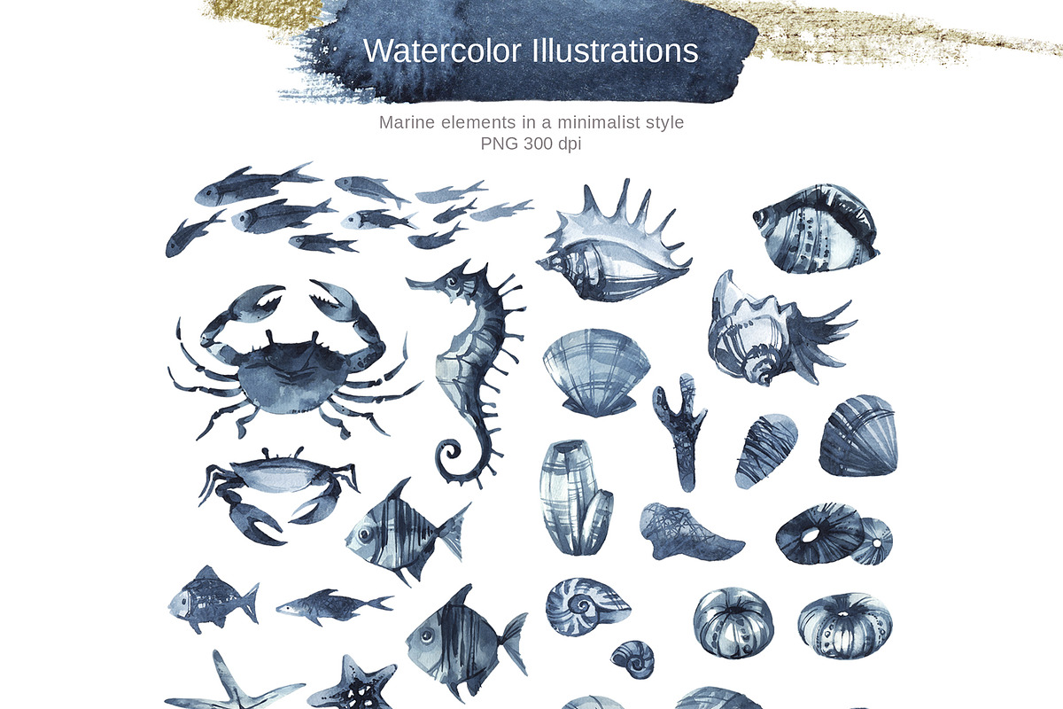 SAPPHIRE Watercolor Collection., an Object Graphic by Anastezia Luneva (Photo 2 of 12)