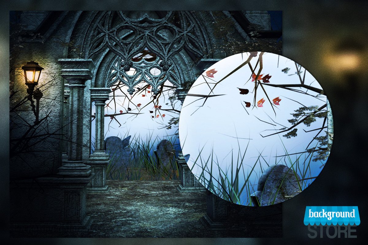 Scary Graveyard Backdrop preview 2