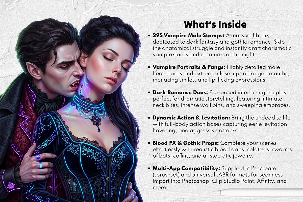 Vampire Male Procreate Brushes, a Brush Add-On by Selentaori Studio (Photo 5 of 13)