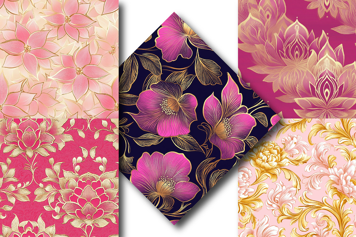 Pink and Gold Luxury Floral Pattern, an Illustration by DreamPrint404 (Photo 5 of 5)