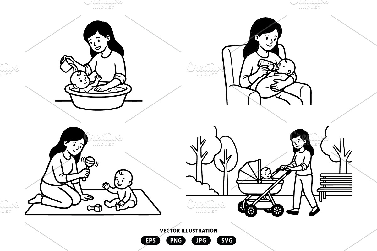 Activities mother caring her baby, a Person Illustration by Vectorlina (Photo 1 of 3)