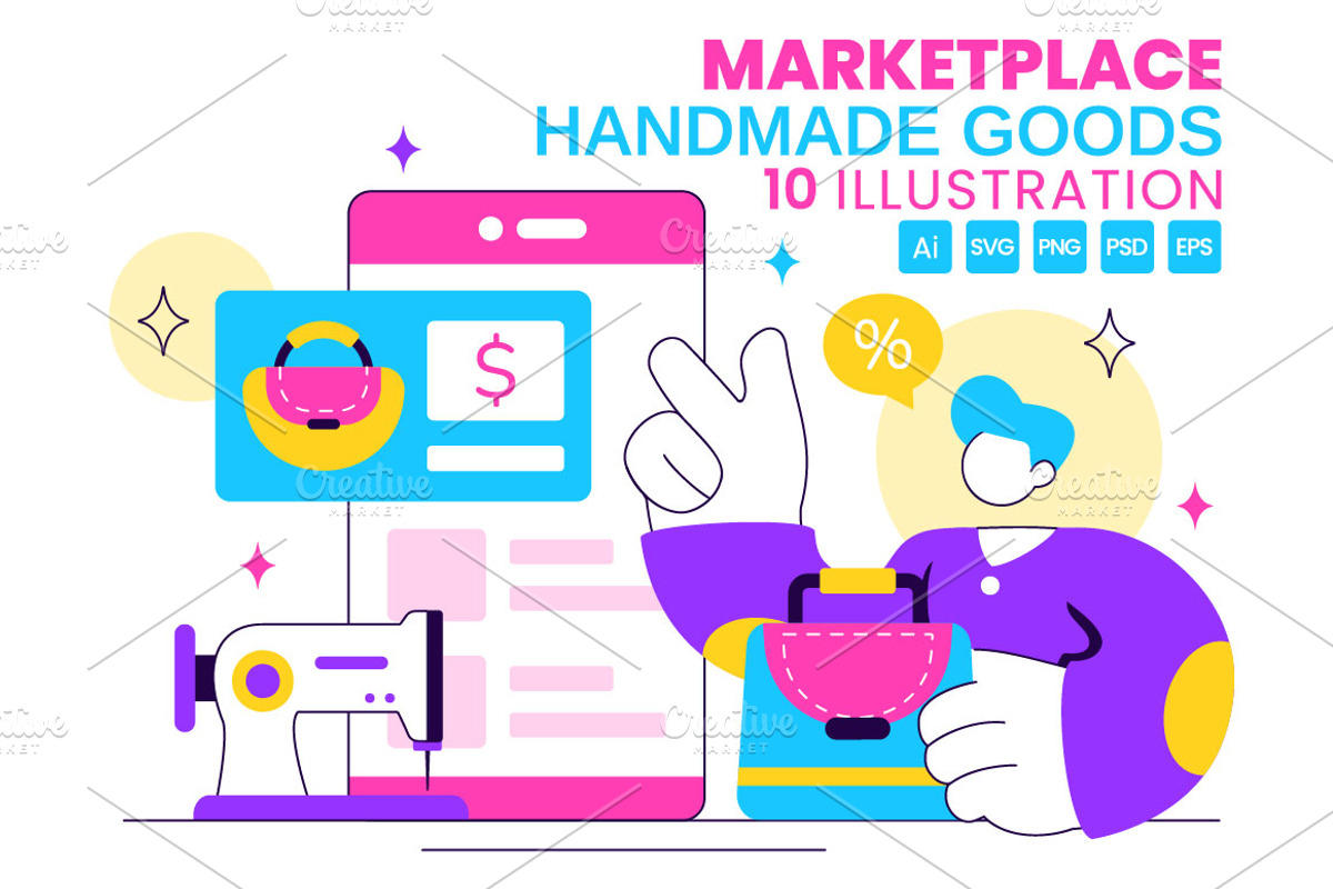 10 Marketplace For Handmade Goods, a Person Illustration by denayunebgt (Photo 1 of 4)