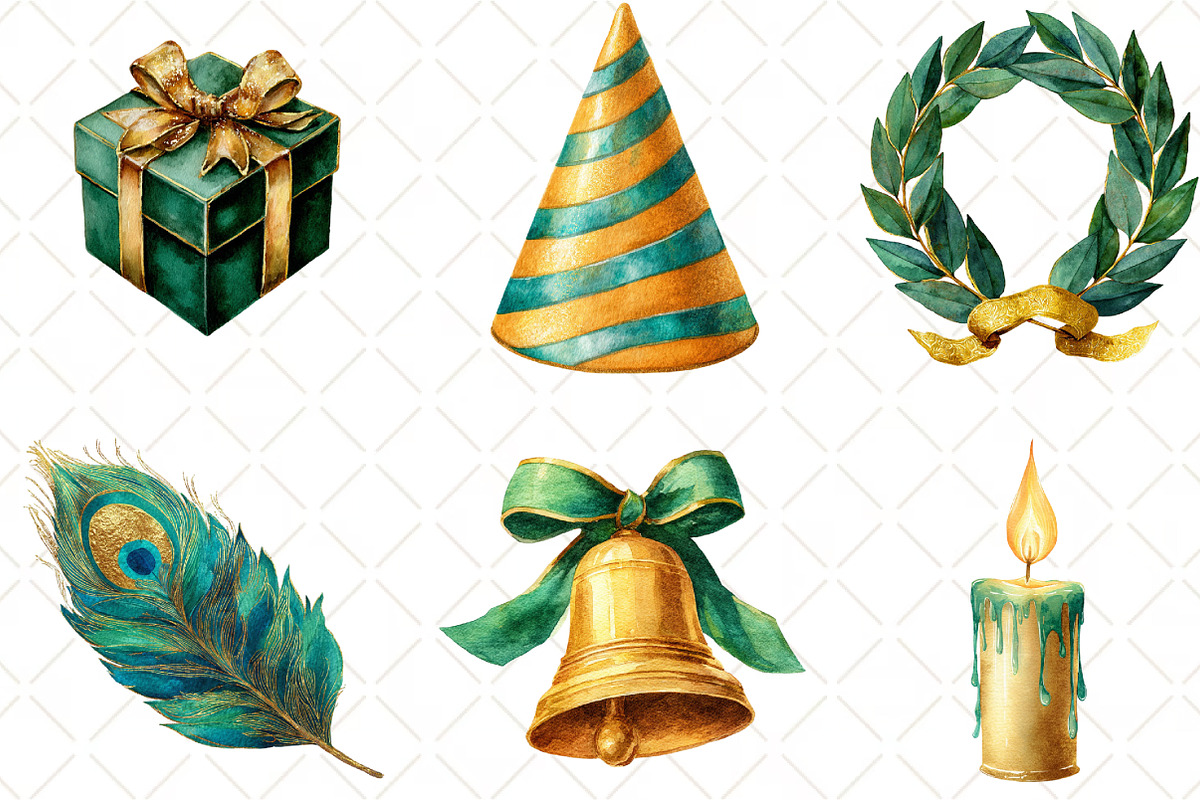 Emerald Nights Green Gold New Year, an Illustration by Black Bird Studio (Photo 2 of 6)