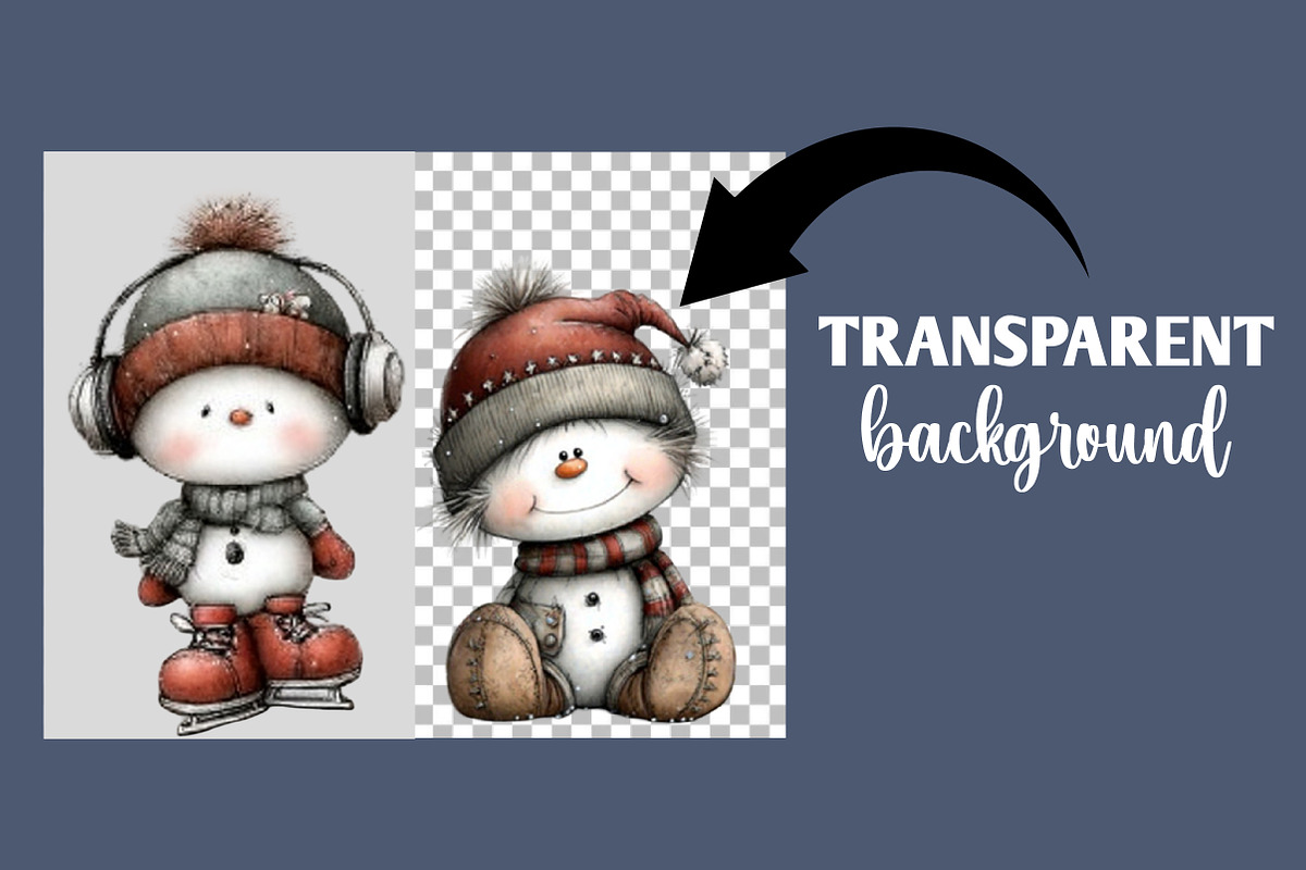 Whimsical Christmas Snowman clipart, an Illustration by Designworld (Photo 2 of 6)