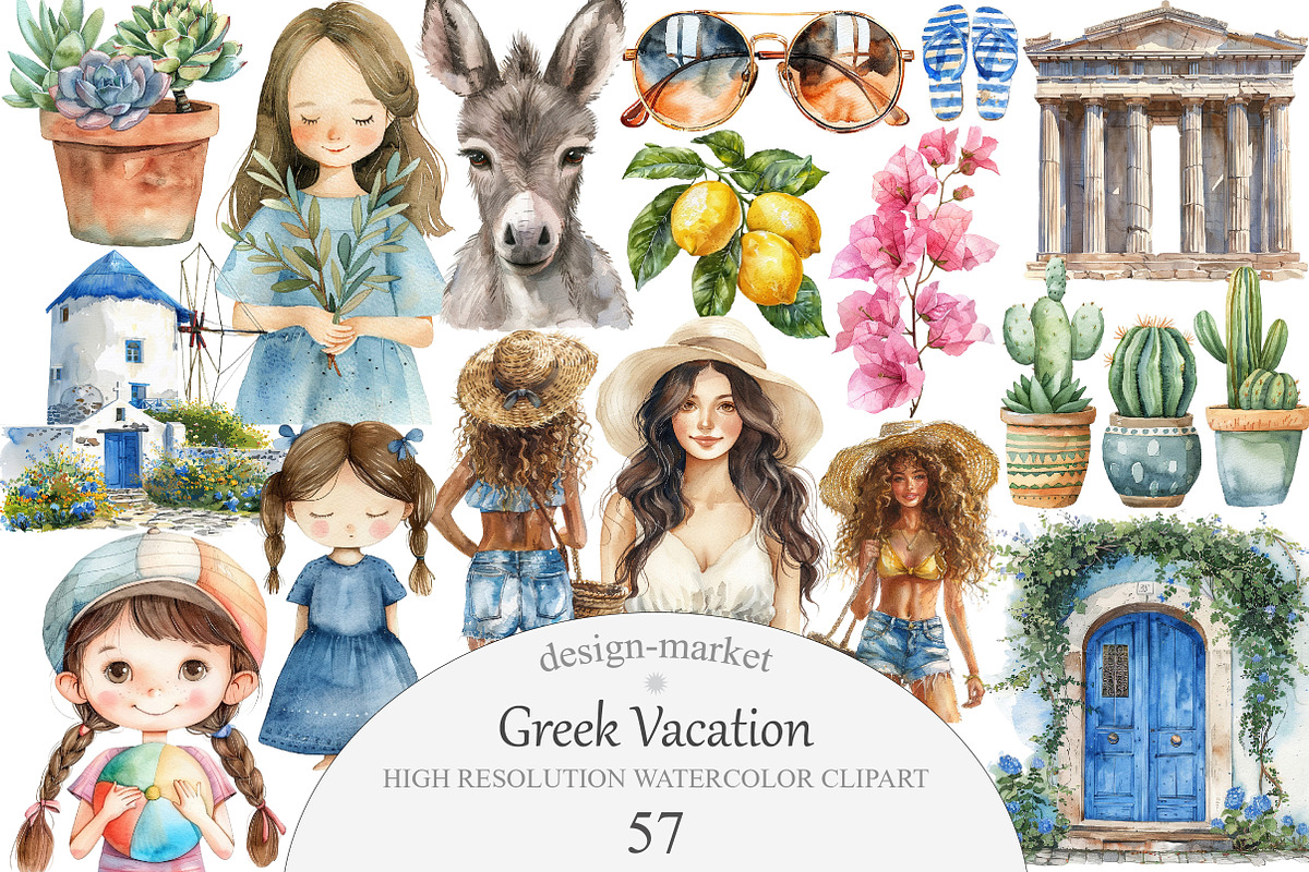 Greek Vacation Clipart, an Illustration by Design Market (Photo 1 of 7)