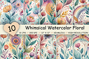 Whimsical Watercolor Floral Patterns, a Pattern Graphic by FloridPrintables (Thumbnail 1 of 9)