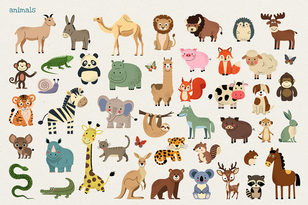 Cute Animals Big Bundle Vector, an Illustration by Hanna's ArtLab (Photo 2 of 5)
