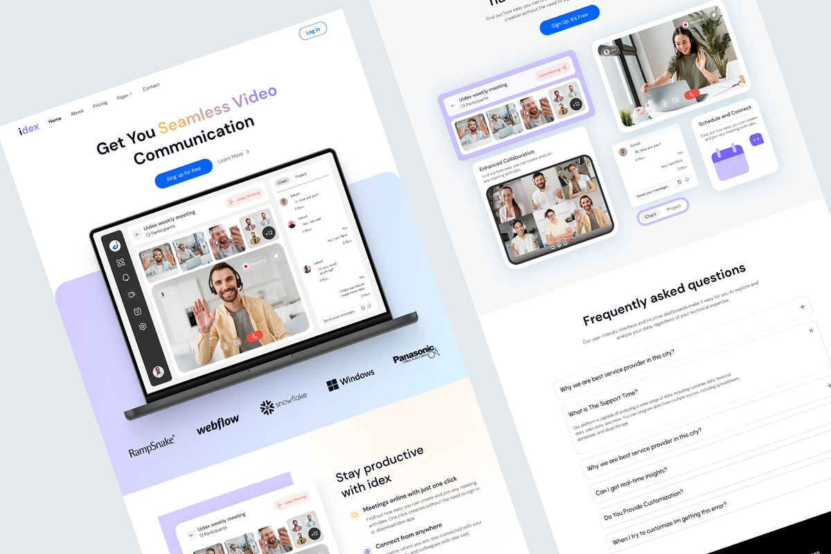 Video Call Platform SaaS Landing pag, an UI Kit Template by UiDex (Photo 3 of 4)