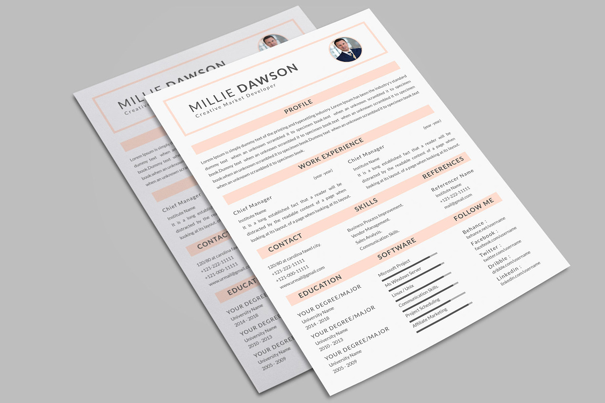 Resume Template and Cover Letter, a Resume Template by designvillage (Photo 7 of 13)