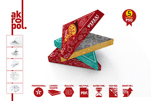 Pizza Slice Box Packaging Mockup